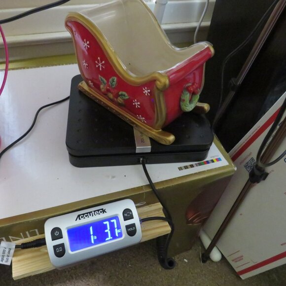 Fitz and Floyd Festive Bells ceramic sled w floral tray Holiday Christmas Decor - Picture 12 of 12